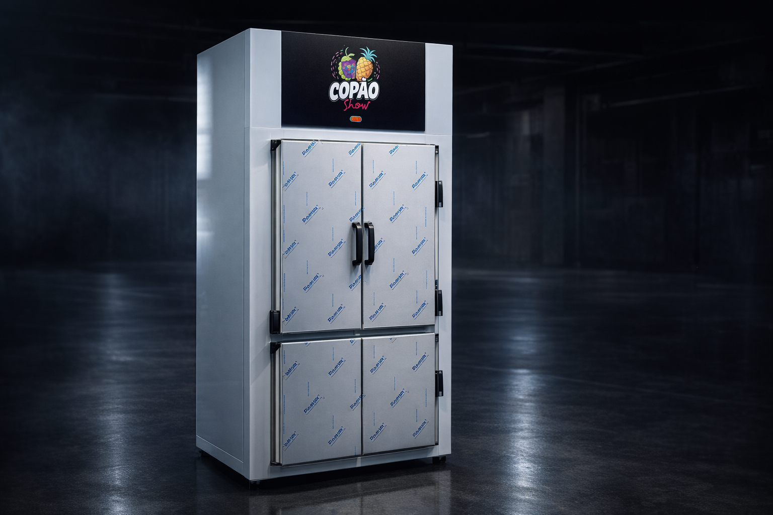 Refrigerador Personalizado para Marca POWERTEC em apresentação premium de catálogo industrial
