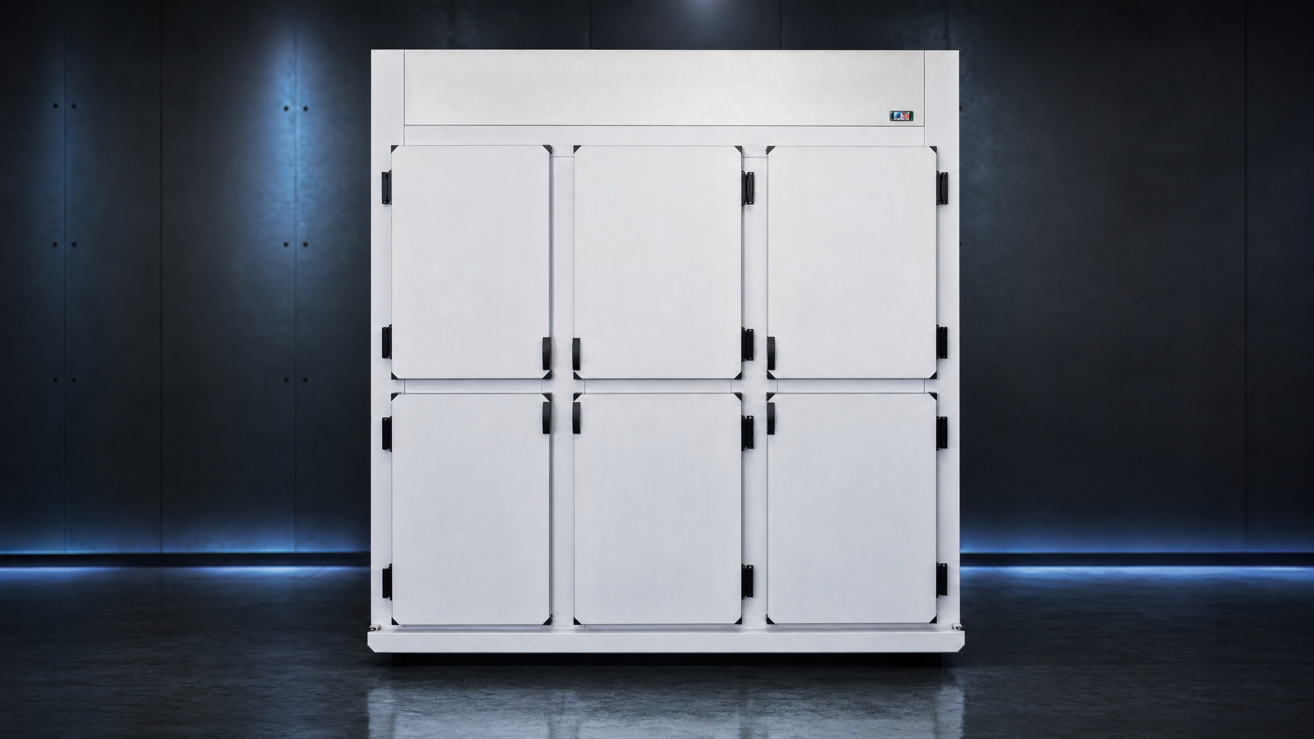 Gabinete Refrigerado de Seis Portas POWERTEC em apresentação premium de catálogo industrial