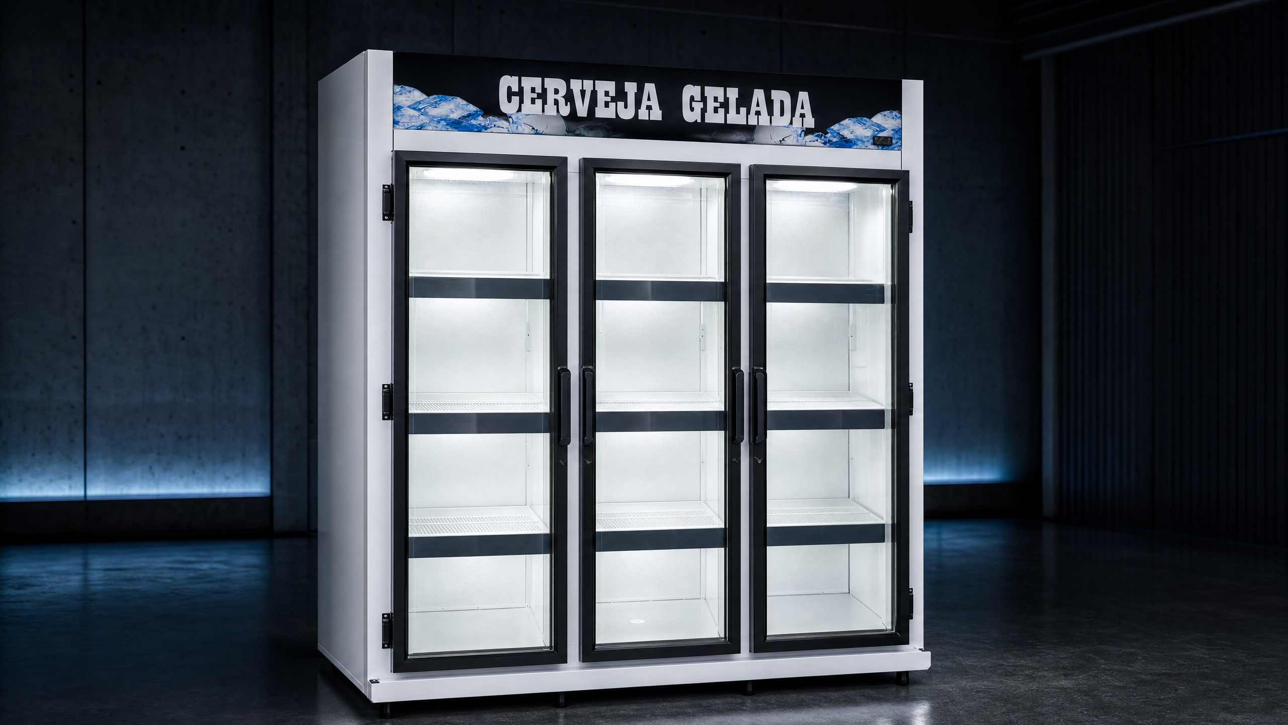 Cervejeira Tripla de Exposição POWERTEC em apresentação premium de catálogo industrial