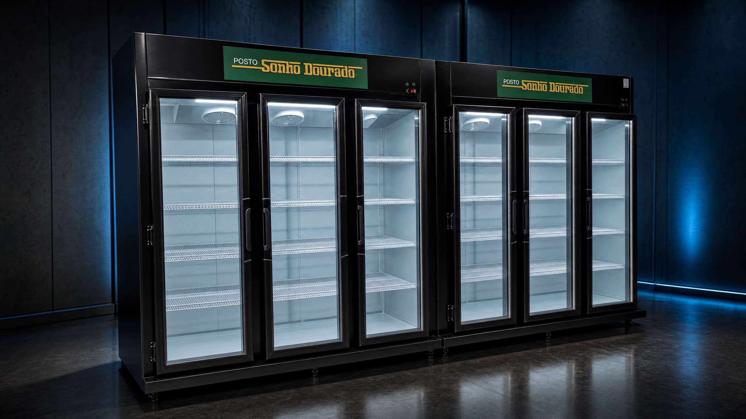Expositor Refrigerado Personalizado POWERTEC em apresentação premium de catálogo industrial