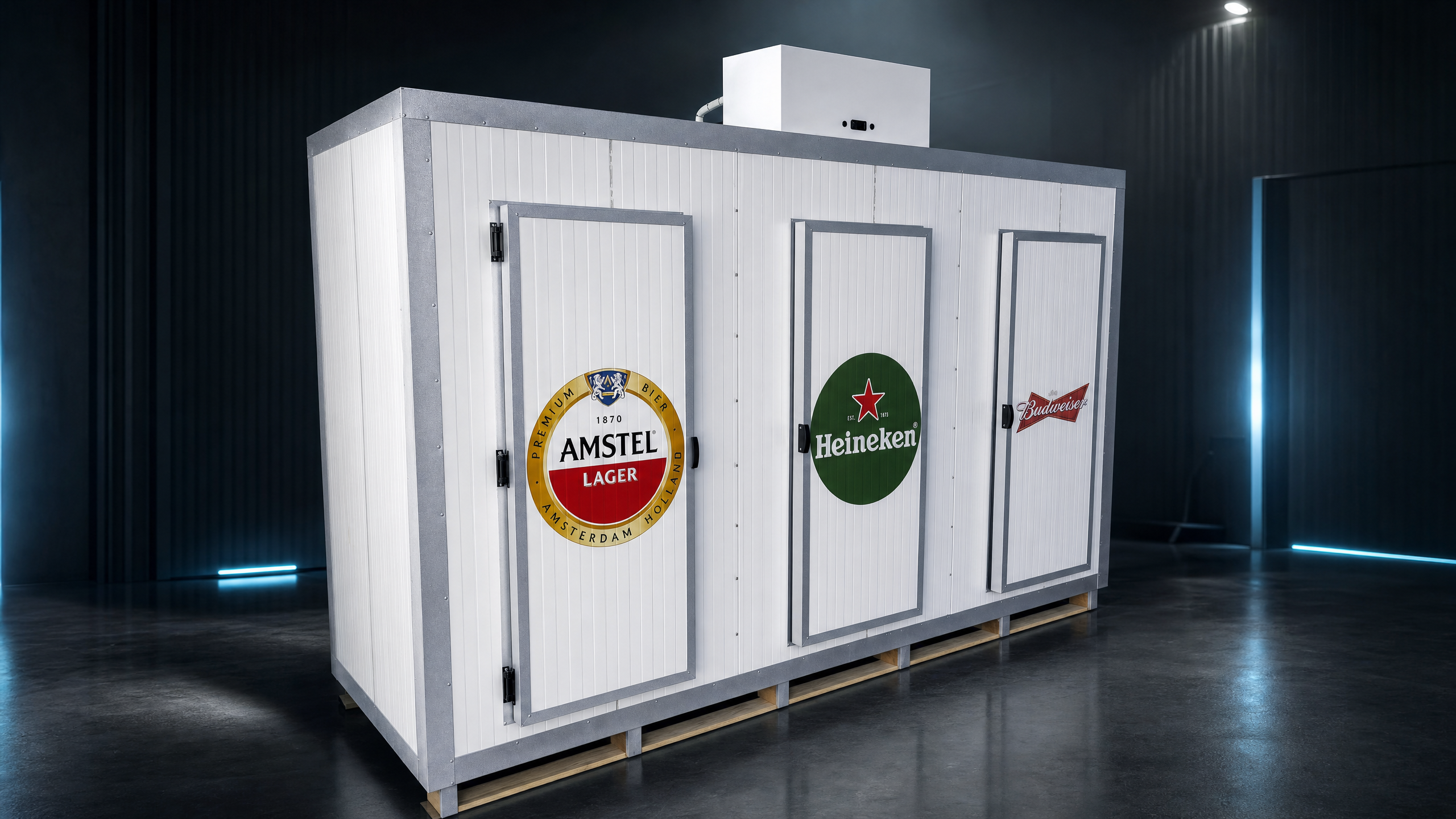 Câmara Fria Personalizada para Bebidas POWERTEC em apresentação premium de catálogo industrial